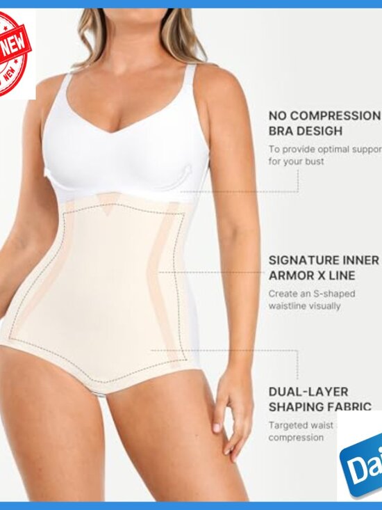 Tummy Control Bodysuit Butt Lifter Shapewear Steel Bones V-Neck - Picture 3 of 7